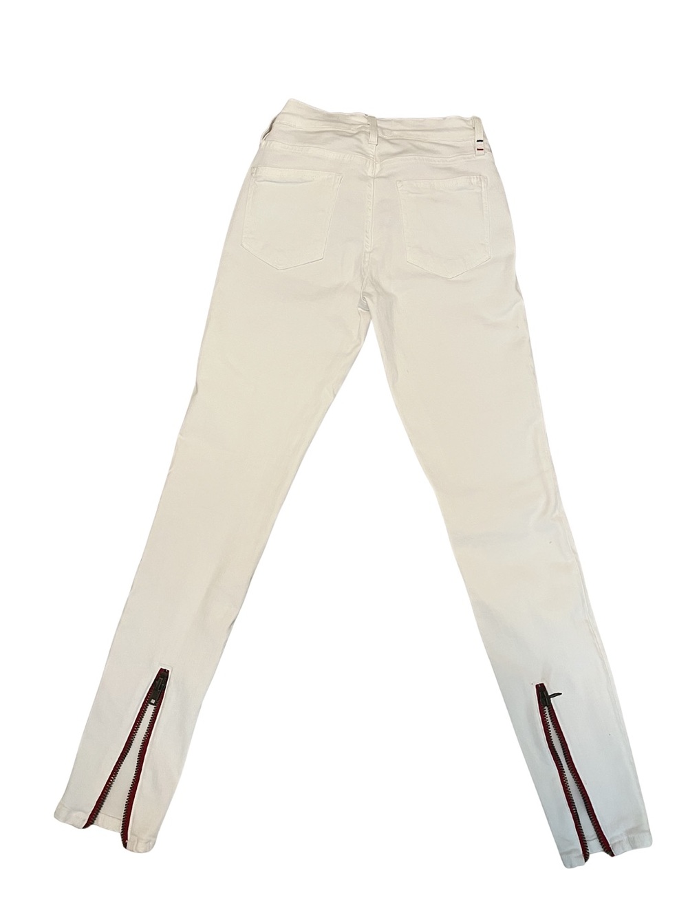 Women's White Slim Jeans with Hem Zippers